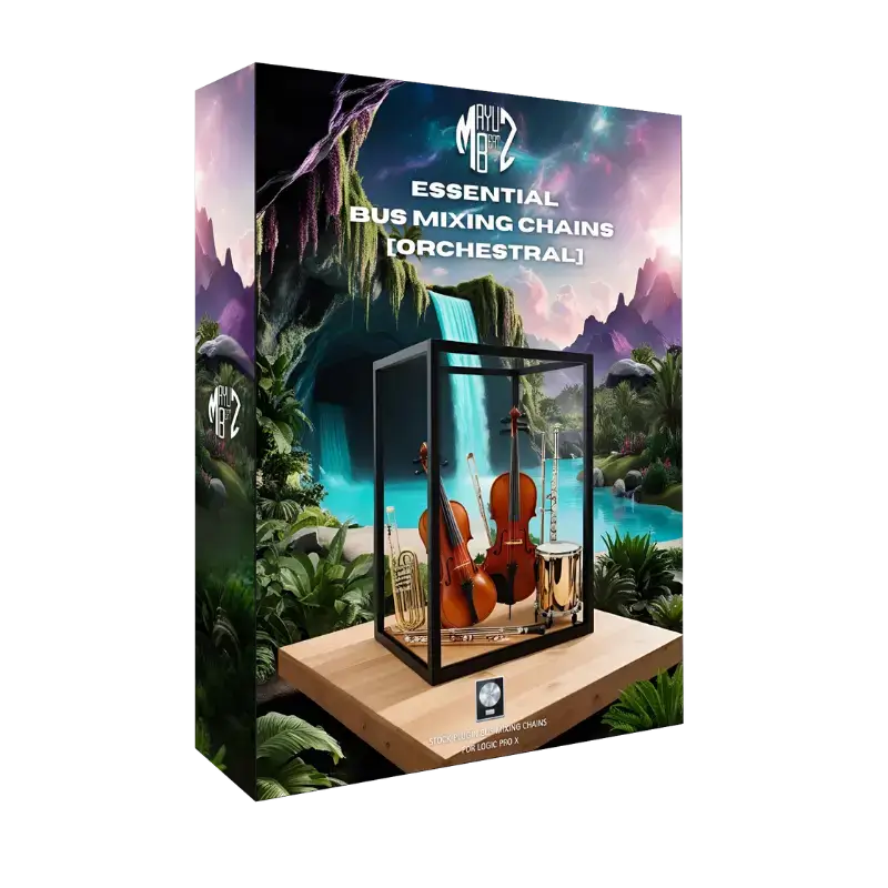 Orchestral Bus Chains – Logic Pro X mixing chains for strings, brass, woodwinds, timpani, and cinematic percussion. Add power, realism, and clarity to orchestral and cinematic tracks with 41 custom-designed bus chains.