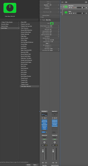 77 carefully built chains bring instant character, depth, and weight to Acoustic, Electric, and Synth Bass—designed for summing folders and layered workflows. No 3rd-party plugins needed. Logic Pro X