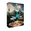Product packaging for 'Essential Mixing Chains Synths' for FL Studio with a scenic background