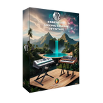 Product packaging for 'Essential Mixing Chains Synths' for FL Studio with a scenic background
