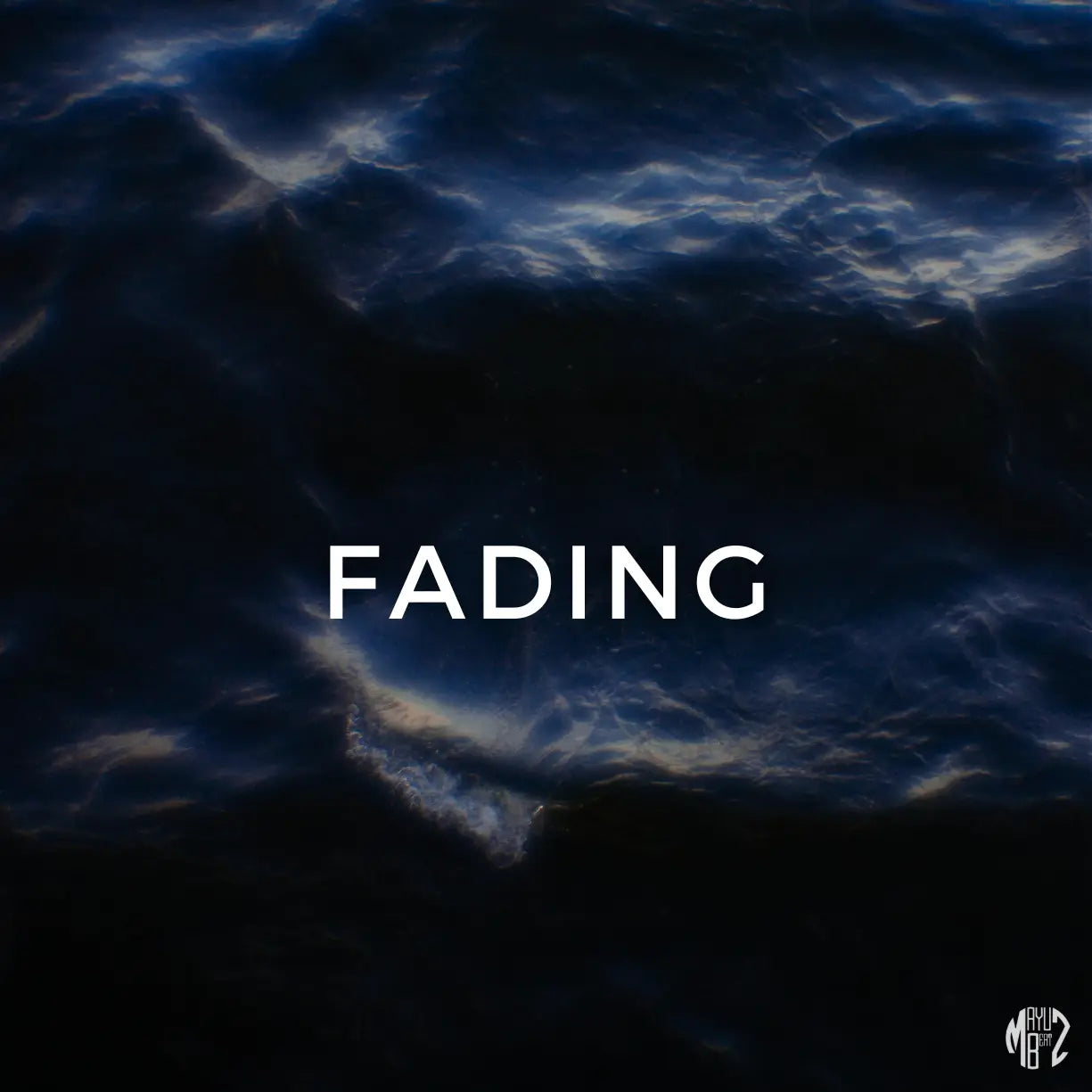Fading – Hip-Hop Beat by Mayu Beatz (147 BPM, D# Minor). Dark blue and black gradient with the word 'FADING' in white text. Royalty-free for recording artists.