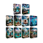 FL Studio Ultimate Mixing & Mastering Bundle VIP Edition Product Boxes Set of eight boxes with artistic designs on a white background