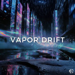 Vapor Drift – Pop/Hip-Hop Beat by Mayu Beatz (115 BPM, A Minor). Futuristic neon cityscape with glowing 'Vapor Drift' text in the center. Royalty-free for recording artists.

